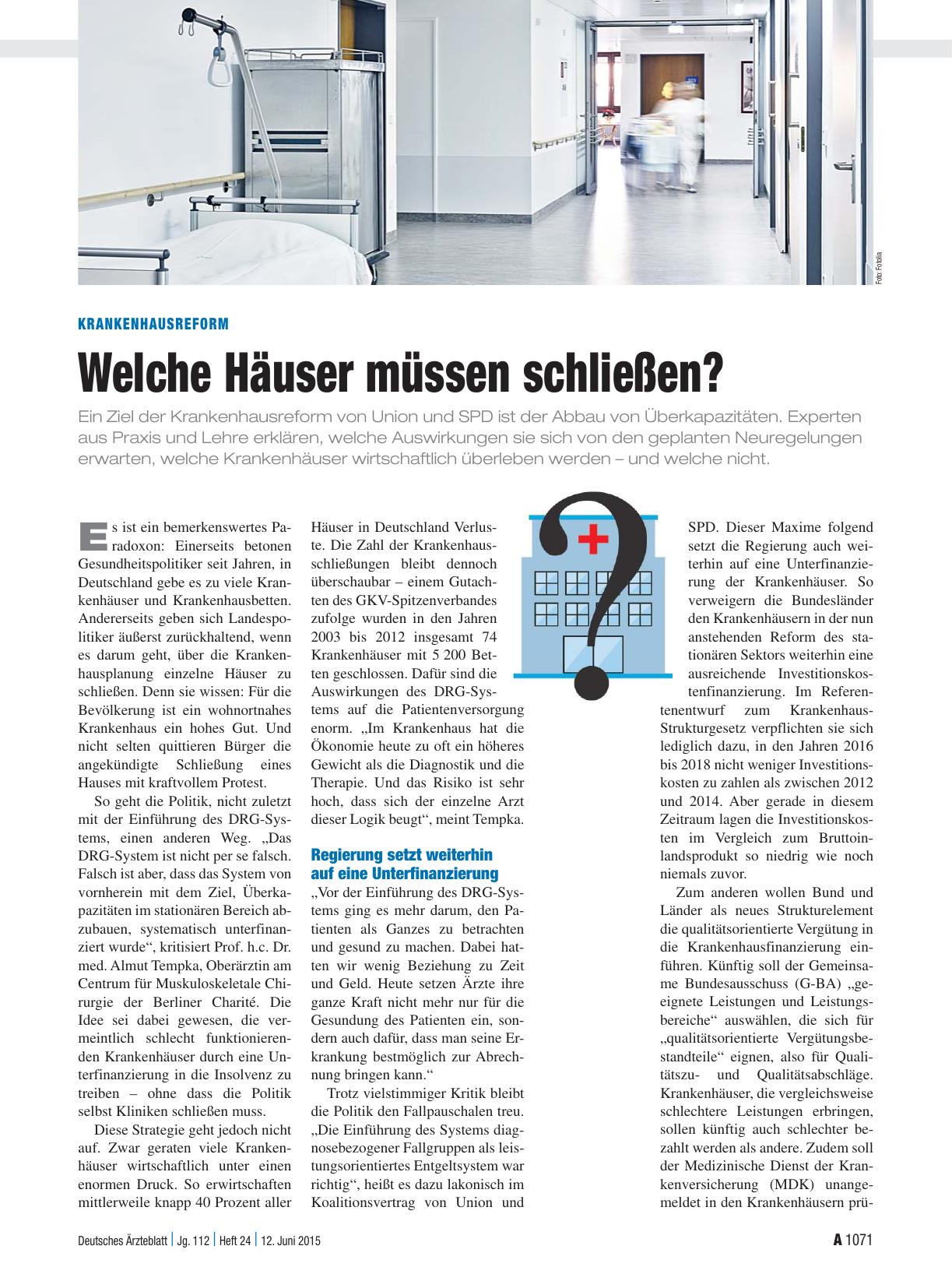 Vorschauseite 1: Krankenhausreform: Welche Häuser müssen schließen?
