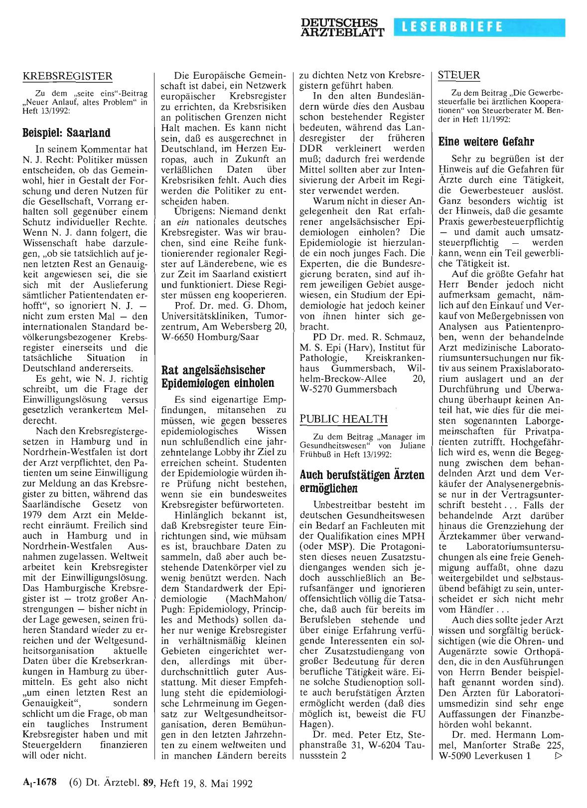Vorschauseite 1: KREBSREGISTER: Beispiel: Saarland