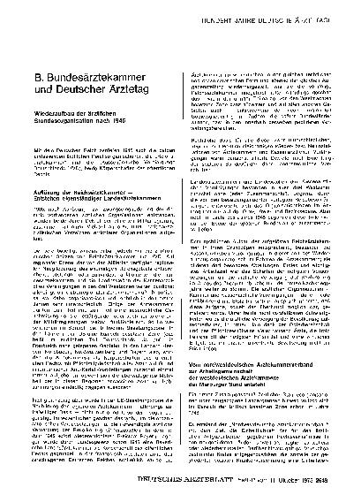 Vorschauseite 1: B. Bundesärztekammer und Deutscher Ärztetag