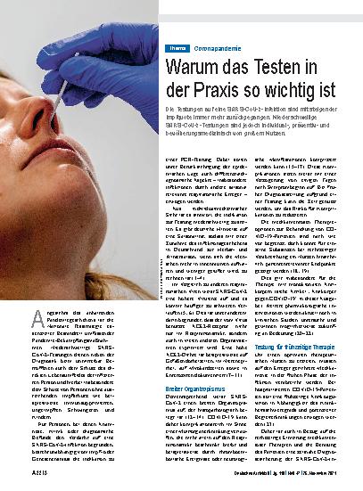 Vorschauseite 1: Coronapandemie: Warum das Testen in der Praxis so wichtig ist