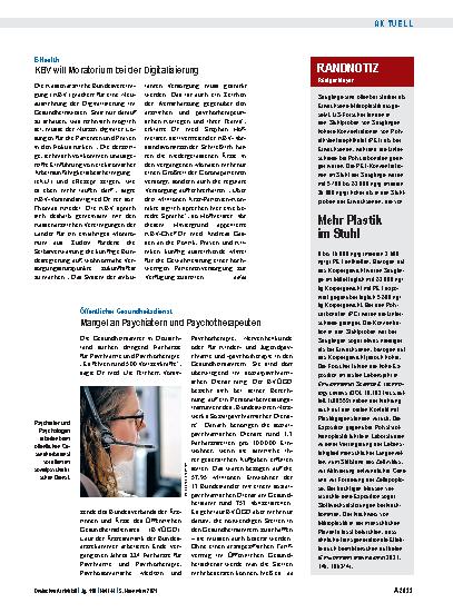 Vorschauseite 1: E-Health: KBV will Moratorium bei der Digitalisierung