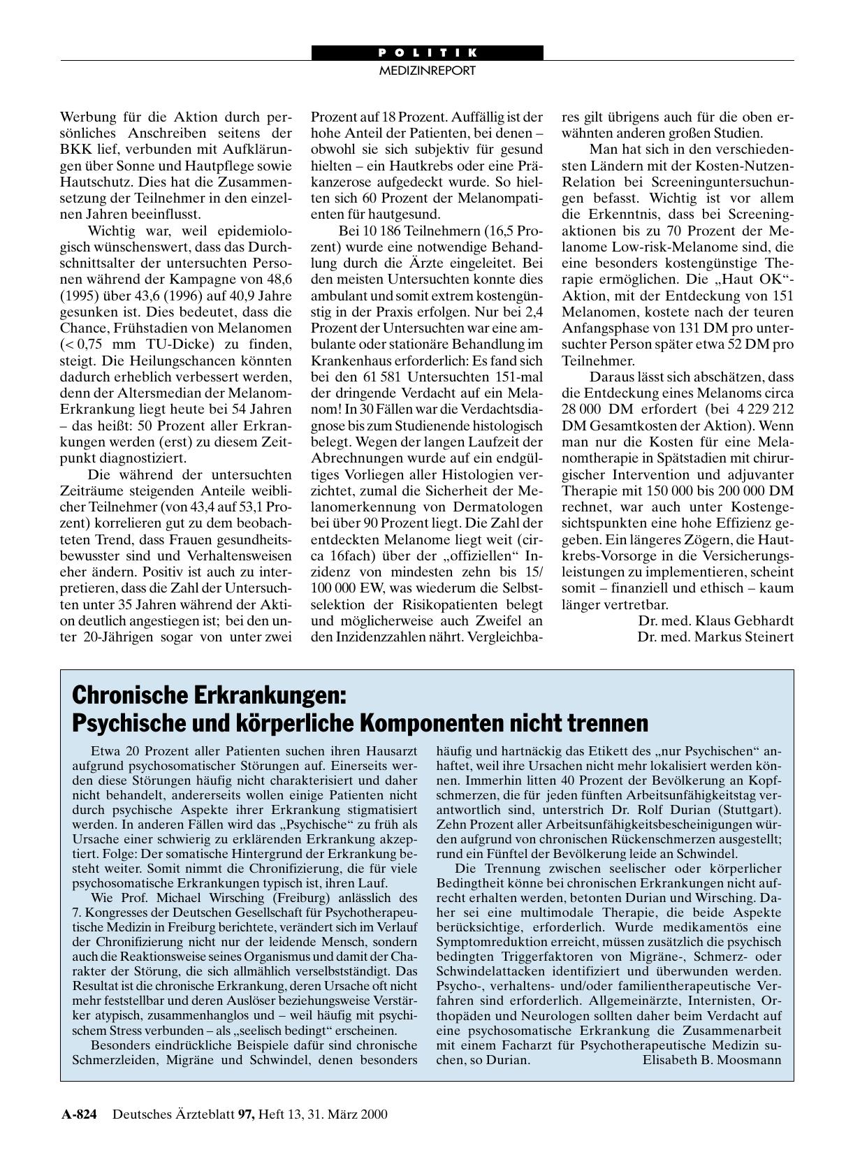 Vorschauseite 1: Chronische Erkrankungen: Psychische und körperliche Komponenten nicht trennen