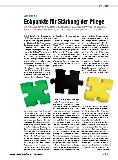Vorschauseite 1: Sondierungen: Eckpunkte für Stärkung der Pflege