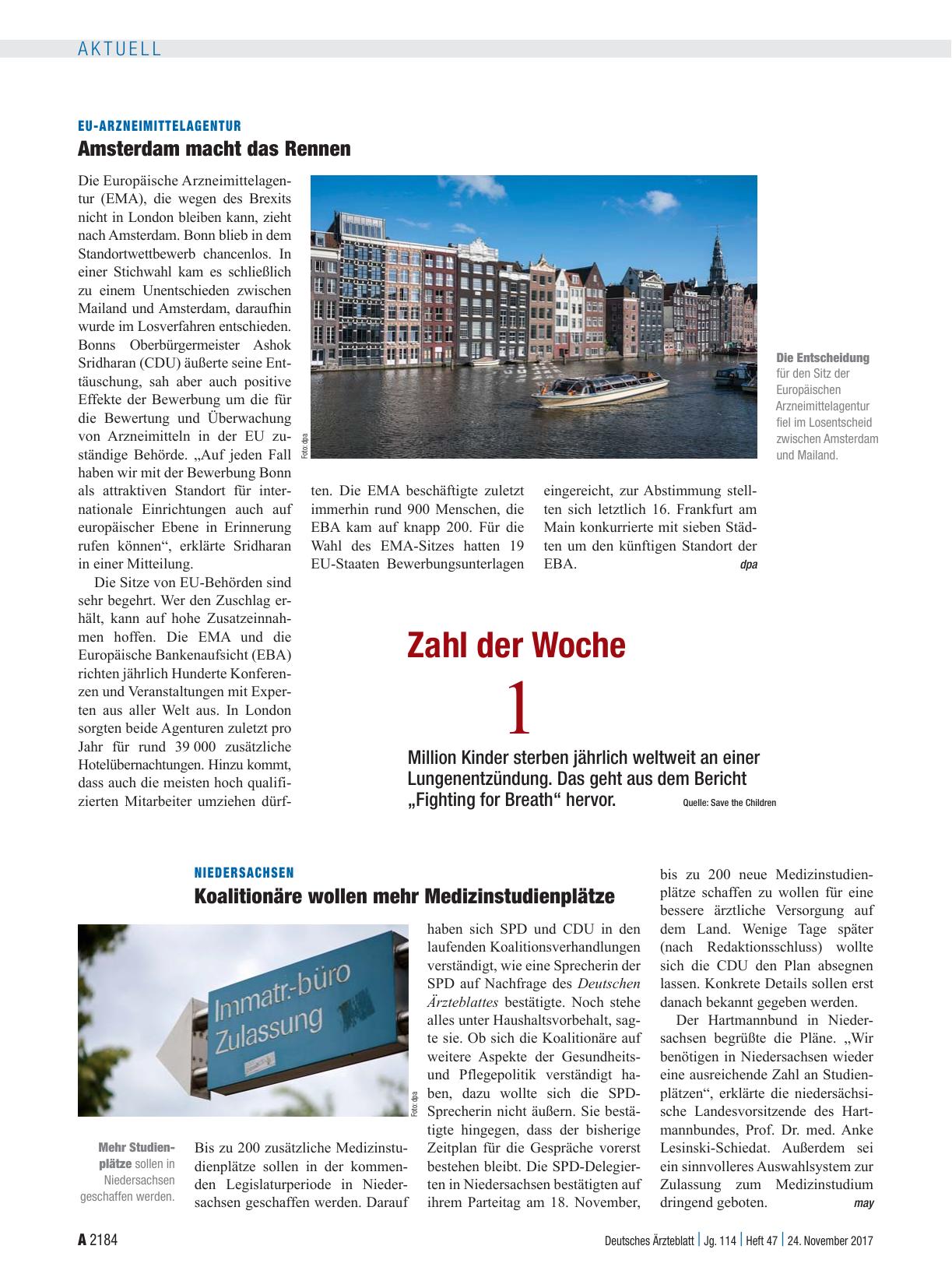 Vorschauseite 1: Niedersachsen: Koalitionäre wollen mehr Medizinstudienplätze