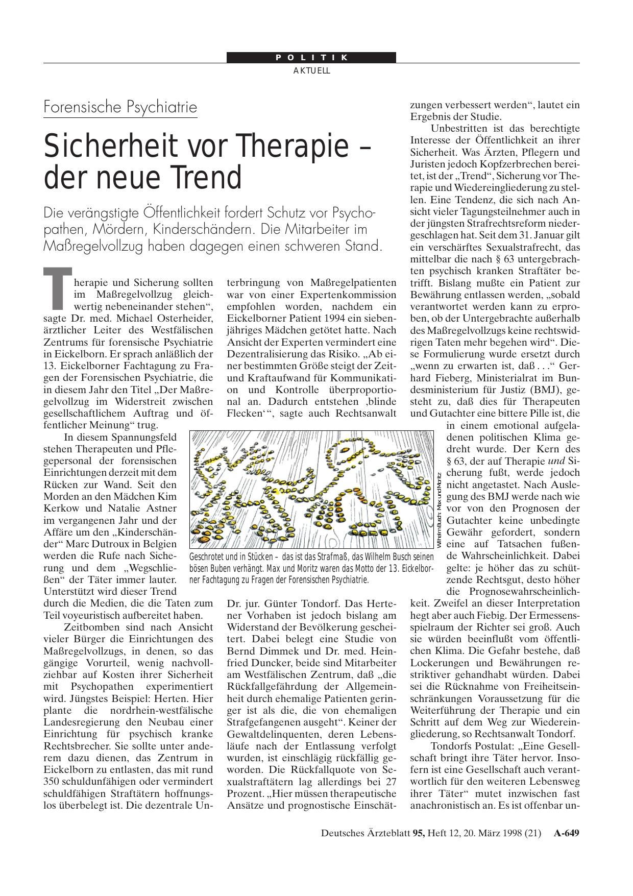 Vorschauseite 1: Forensische Psychiatrie: Sicherheit vor Therapie - der neue Trend