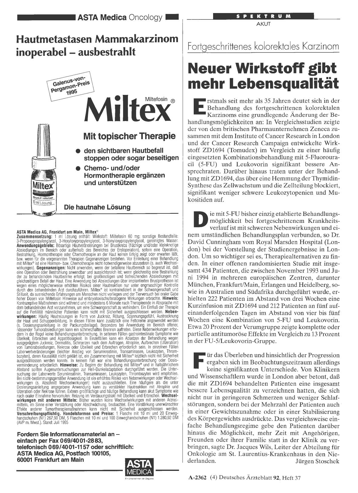 Vorschauseite 1: Fortgeschrittenes kolorektdes Karzinom: Neuer Wirkstoff gibt mehr Lebensqualität