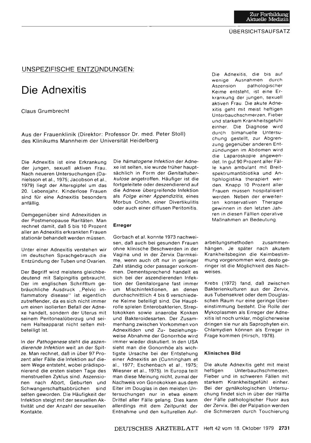 Vorschauseite 1: UNSPEZIFISCHE ENTZÜNDUNGEN: Die Adnexitis