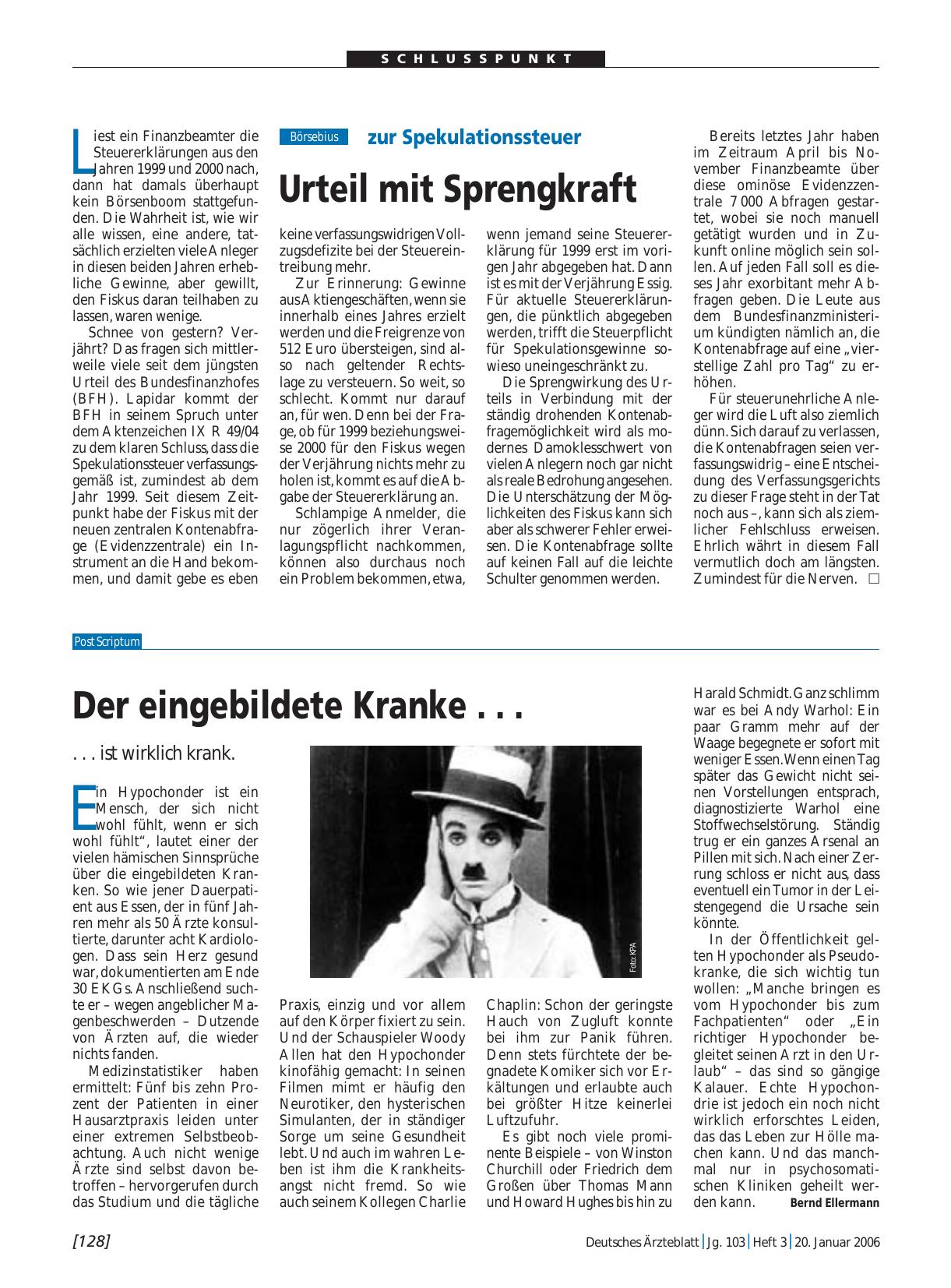 Vorschauseite 1: zur Spekulationssteuer: Urteil mit Sprengkraft