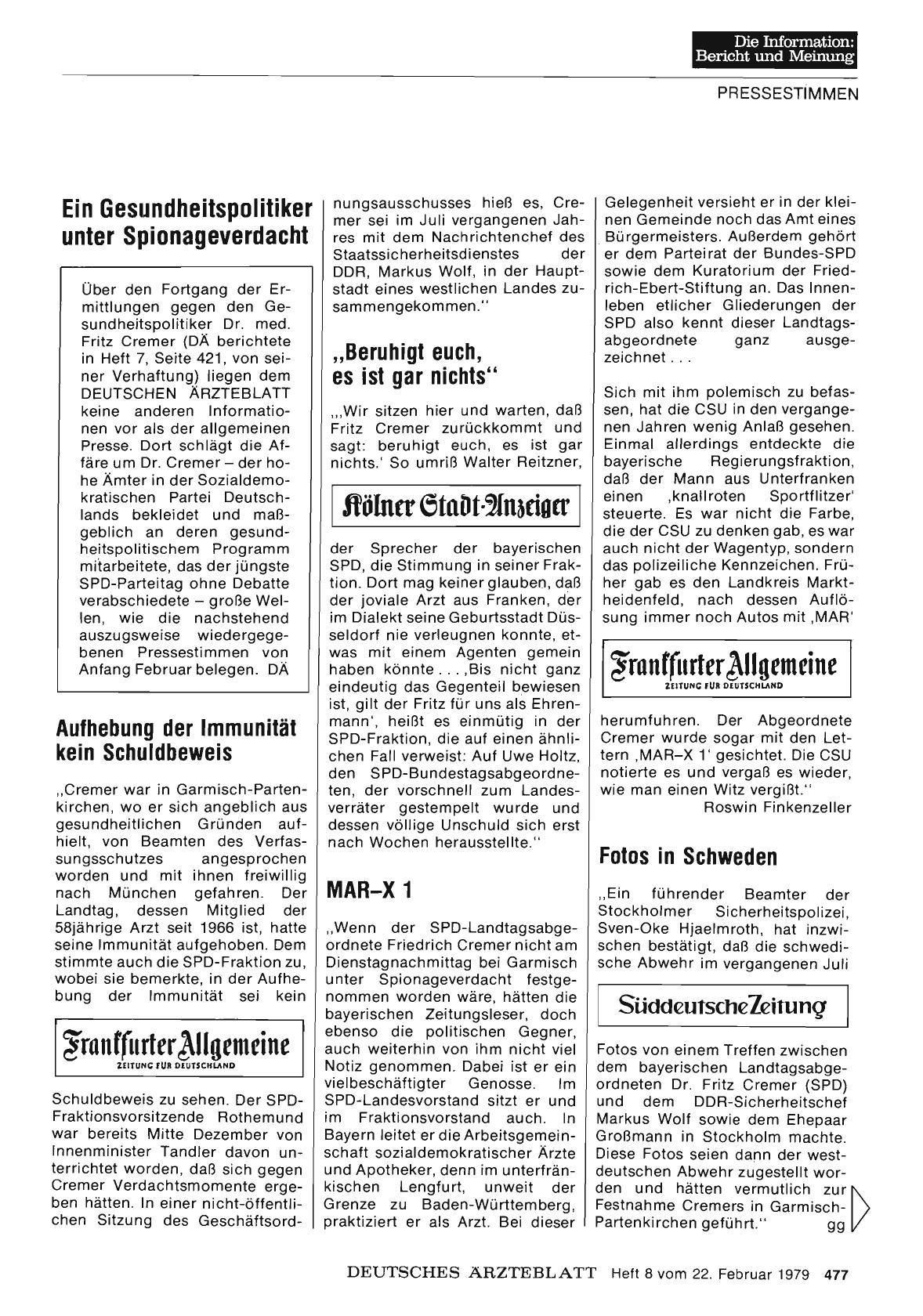 Vorschauseite 1: Ein Gesundheitspolitiker unter Spionageverdacht
