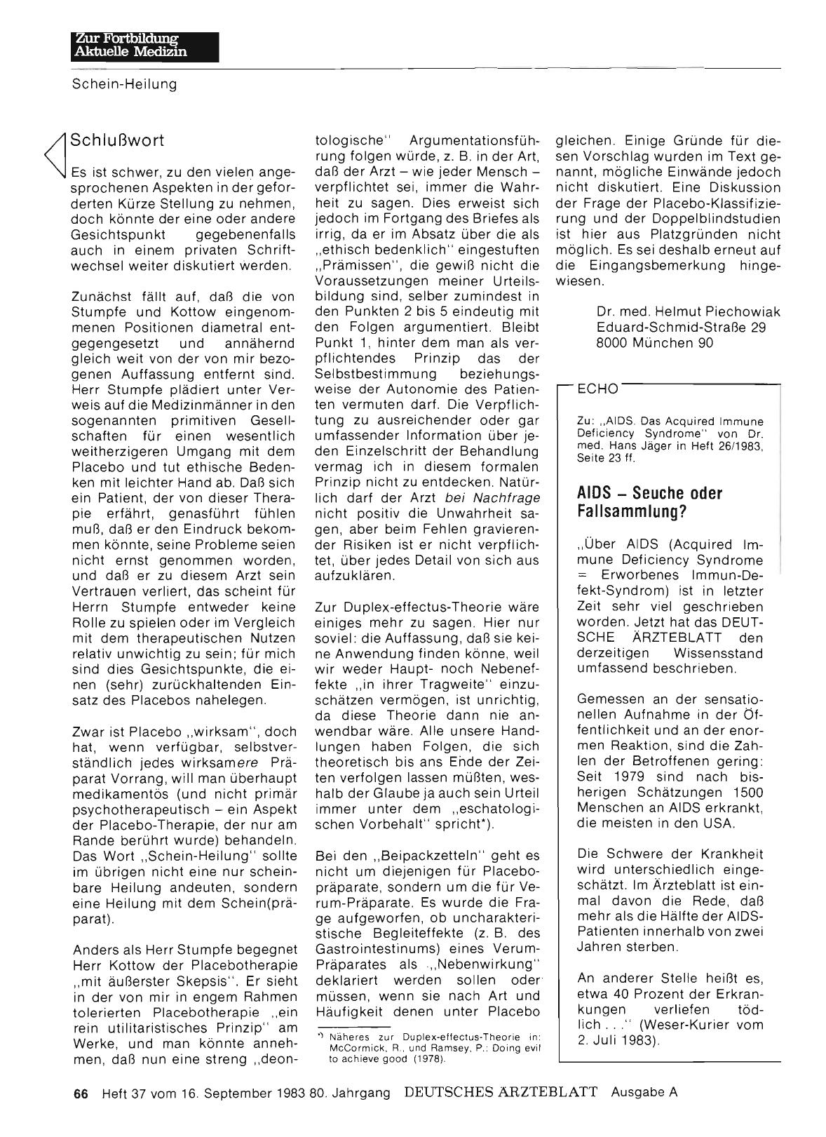 Vorschauseite 1: ECHO: AIDS — Seuche oder Fallsammlung?
