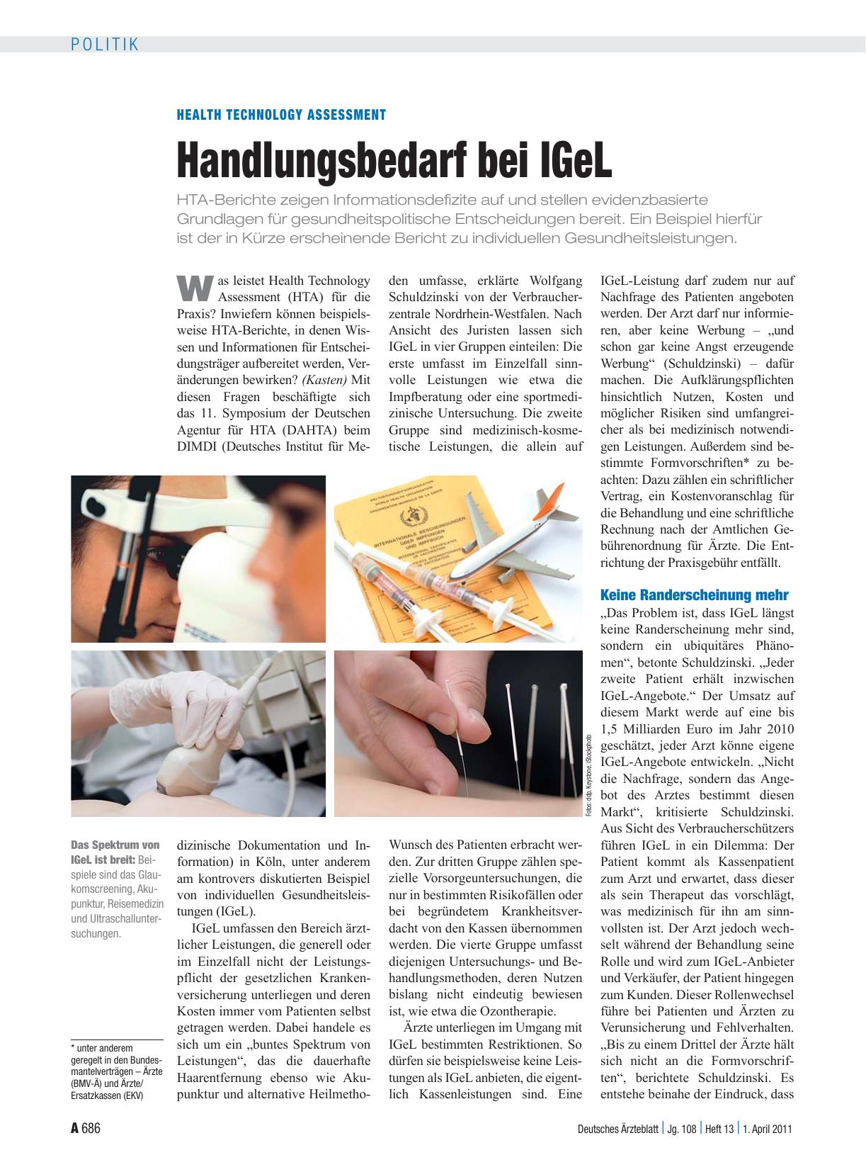 Vorschauseite 1: Health Technology Assessment: Handlungsbedarf bei IGeL