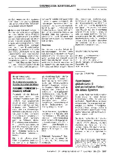 Vorschauseite 1: Hyperimmunglobulinämie D und periodisches Fieber: Ein neues Syndrom