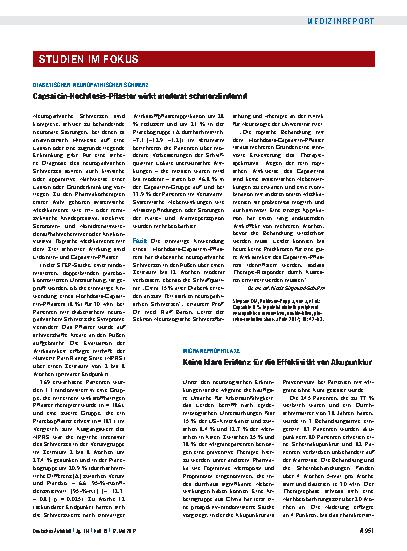 Vorschauseite 1: Migräneprophylaxe: Keine klare Evidenz für die Effektivität von Akupunktur