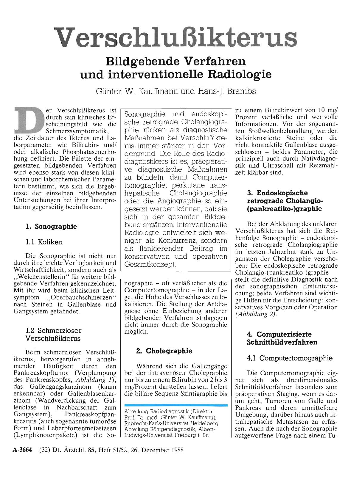 Vorschauseite 1: Verschlußikterus: Bildgebende Verfahren und interventionelle Radiologie