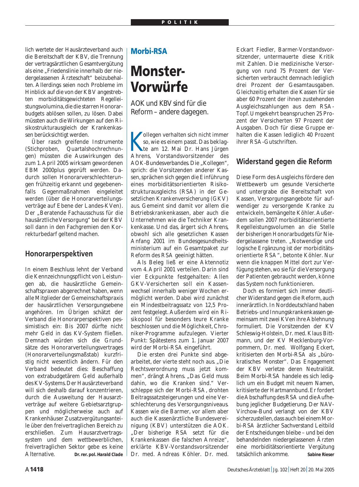 Vorschauseite 1: Morbi-RSA: Monster-Vorwürfe