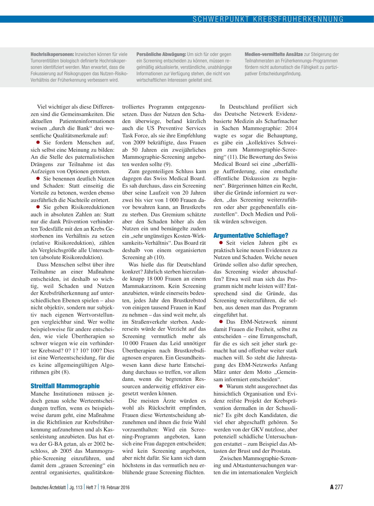 Vorschauseite 2: Krebsfrüherkennung: Vom Insistieren zum Informieren