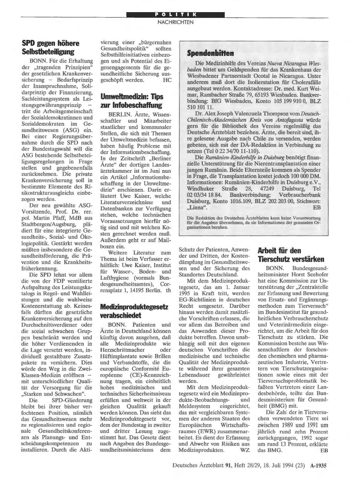Vorschauseite 1: SPD gegen höhere Selbstbeteiligung