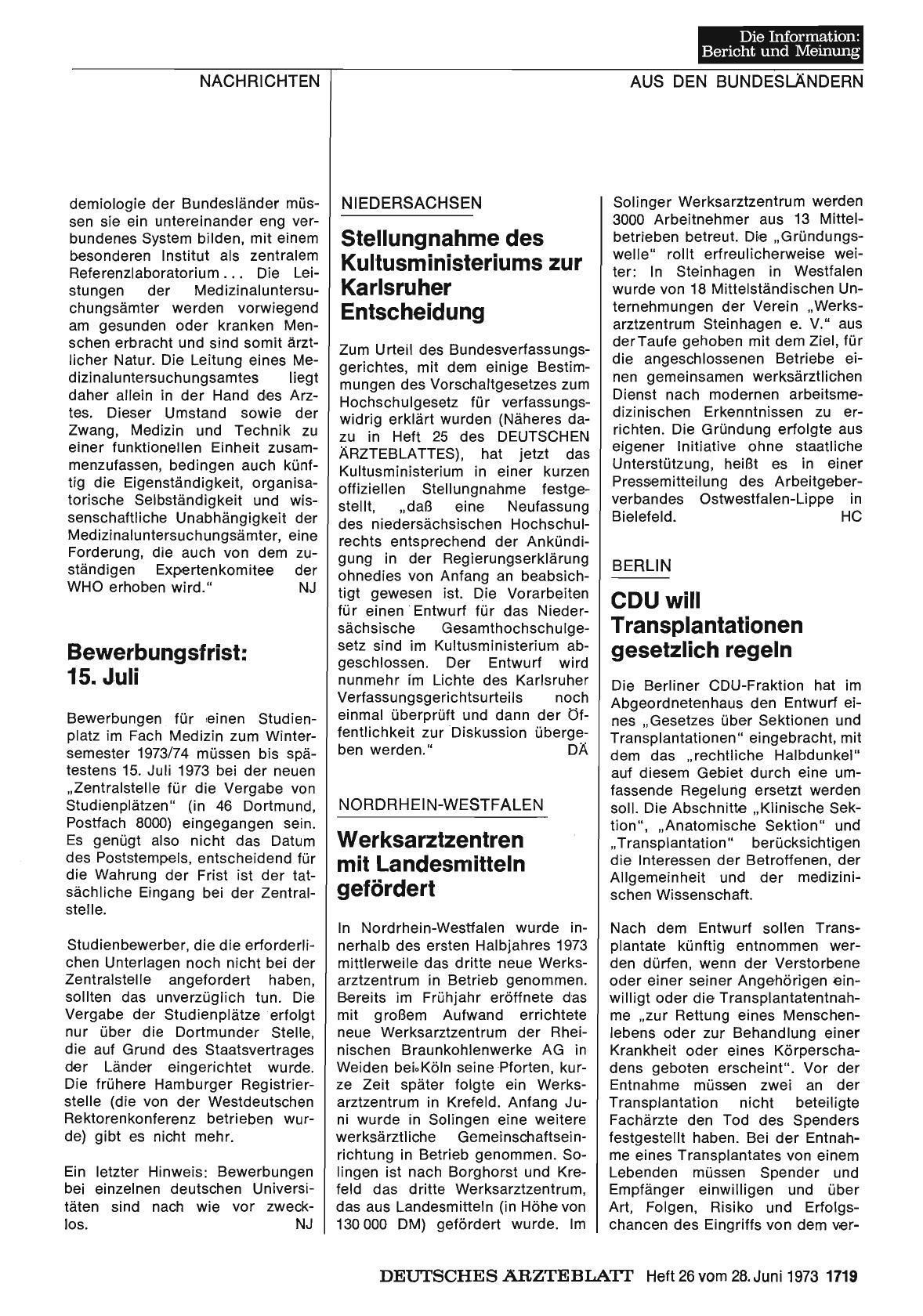 Vorschauseite 1: Bewerbungsfrist: 15. Juli