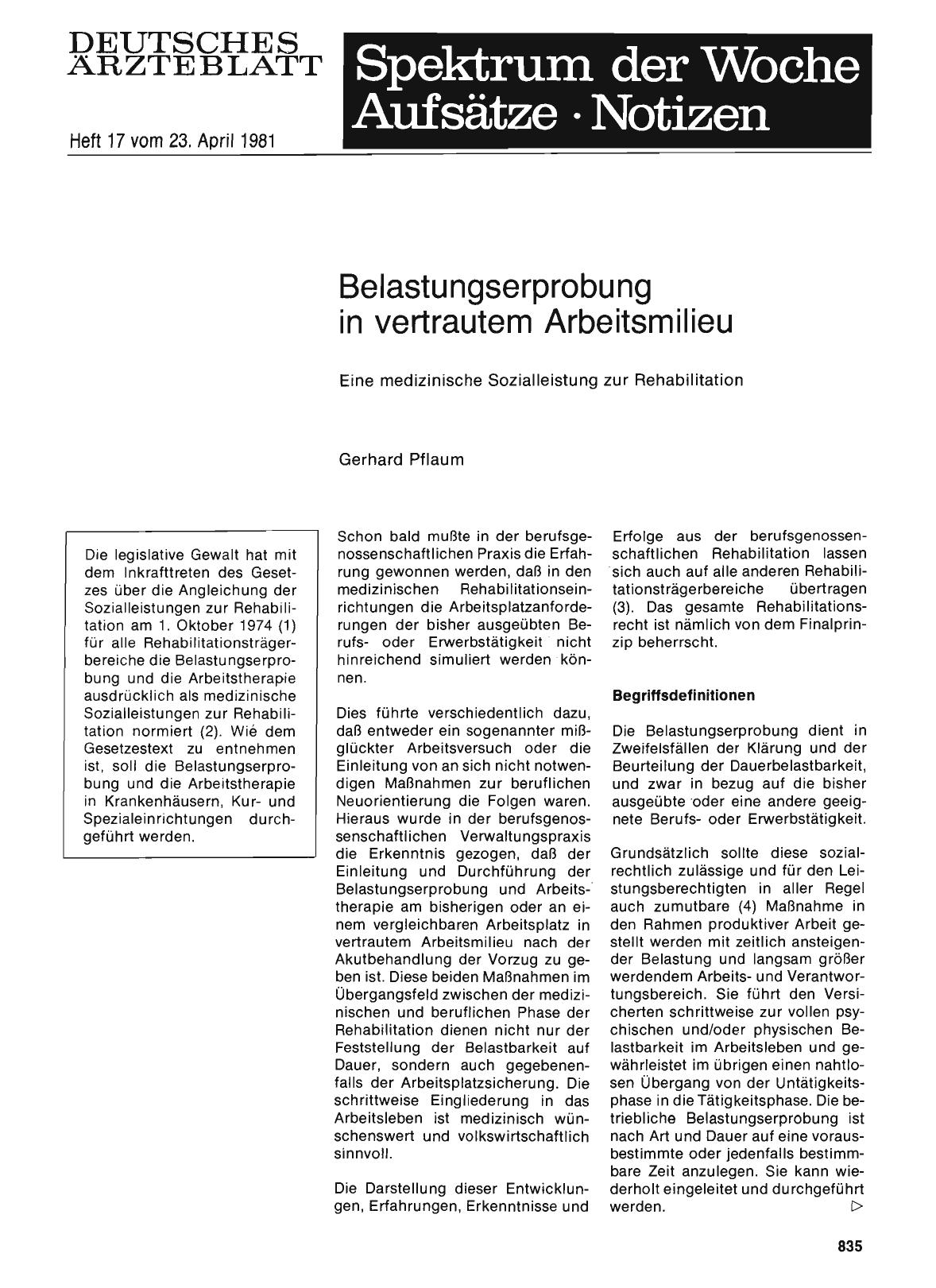 Vorschauseite 1: Belastungserprobung in vertrautem Arbeitsmilieu