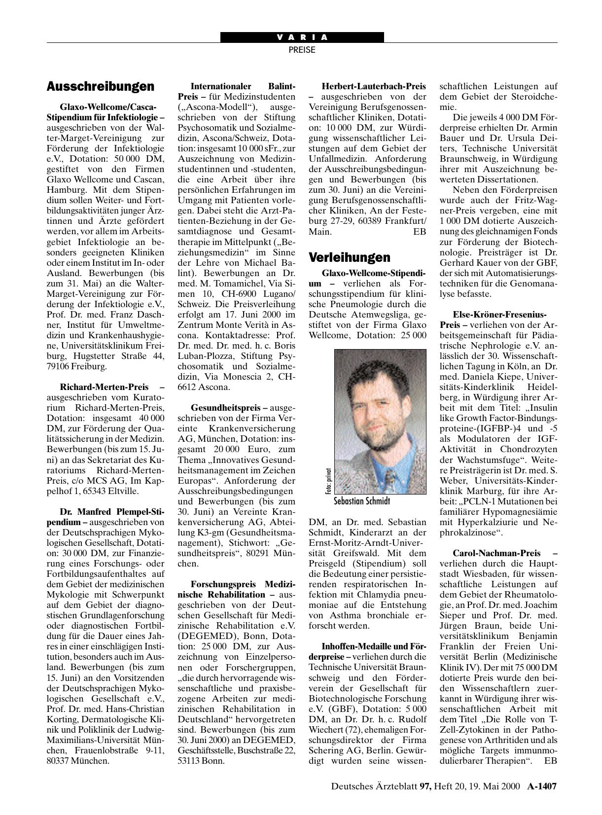 Vorschauseite 1: Ausschreibungen