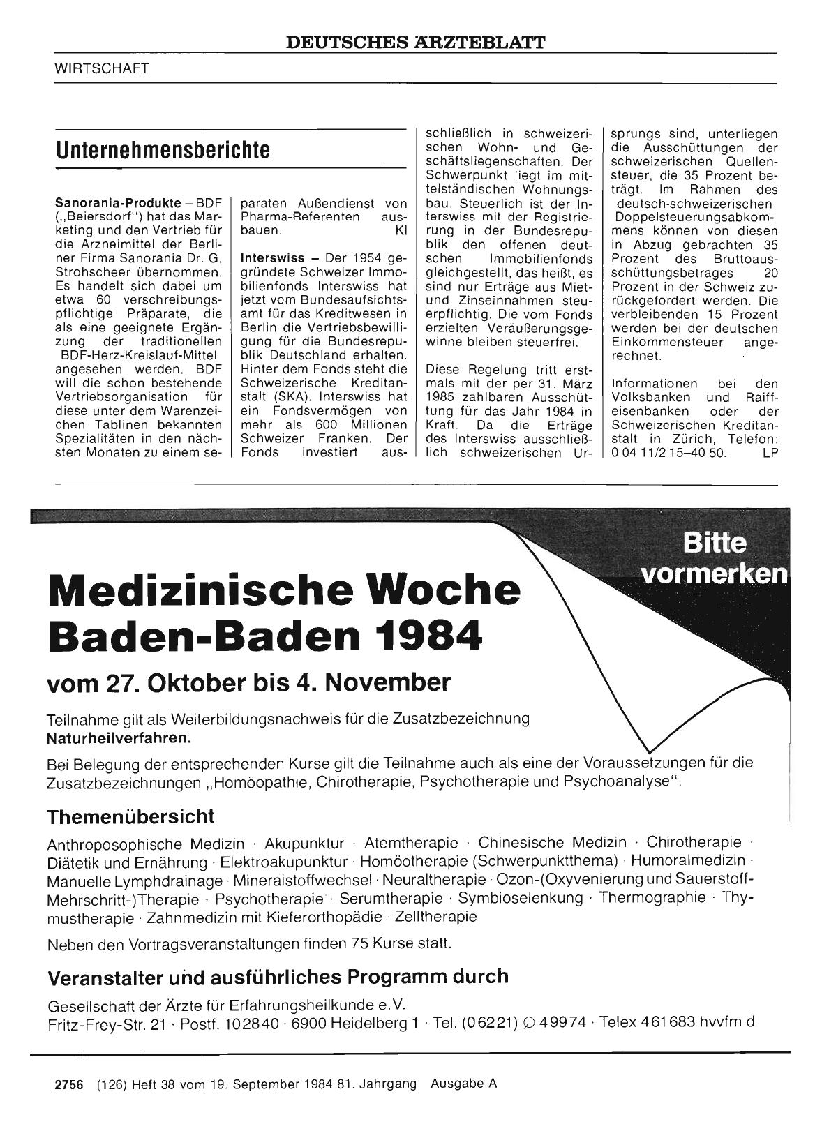 Vorschauseite 1: Unternehmensberichte: Interswiss