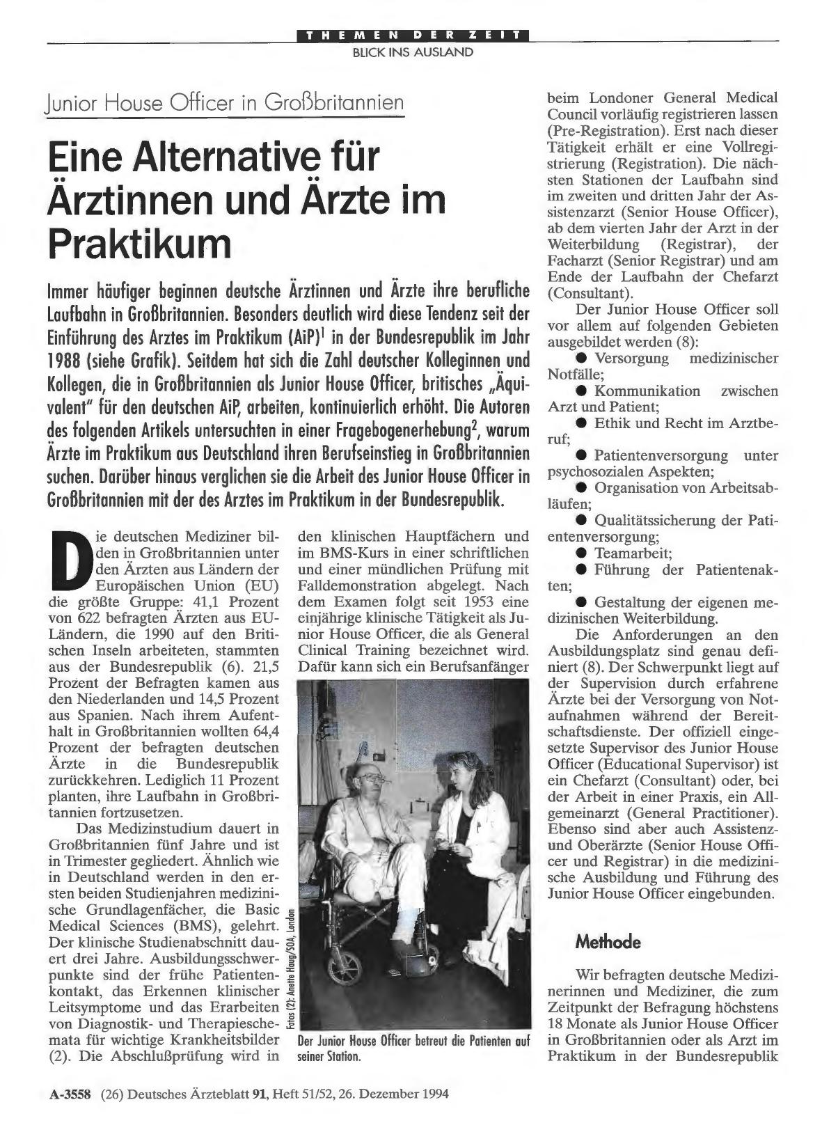 Vorschauseite 1: Junior House Officer in Gro3britannien: Eine Alternative für Ärztinnen und Ärzte im Praktikum