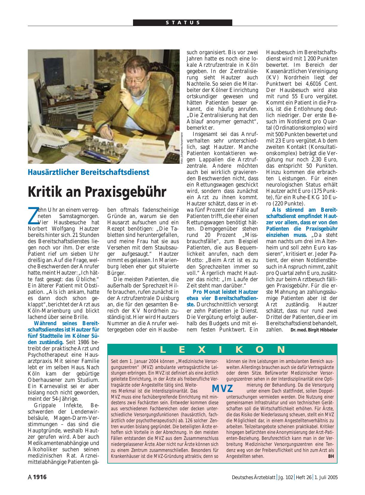 Vorschauseite 1: Hausärztlicher Bereitschaftsdienst: Kritik an Praxisgebühr