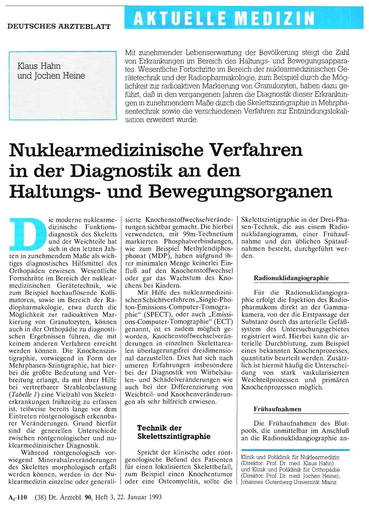 Vorschauseite 1: Nuklearmedizinische Verfahren in der Diagnostik an den Haltungsund Bewegungsorganen