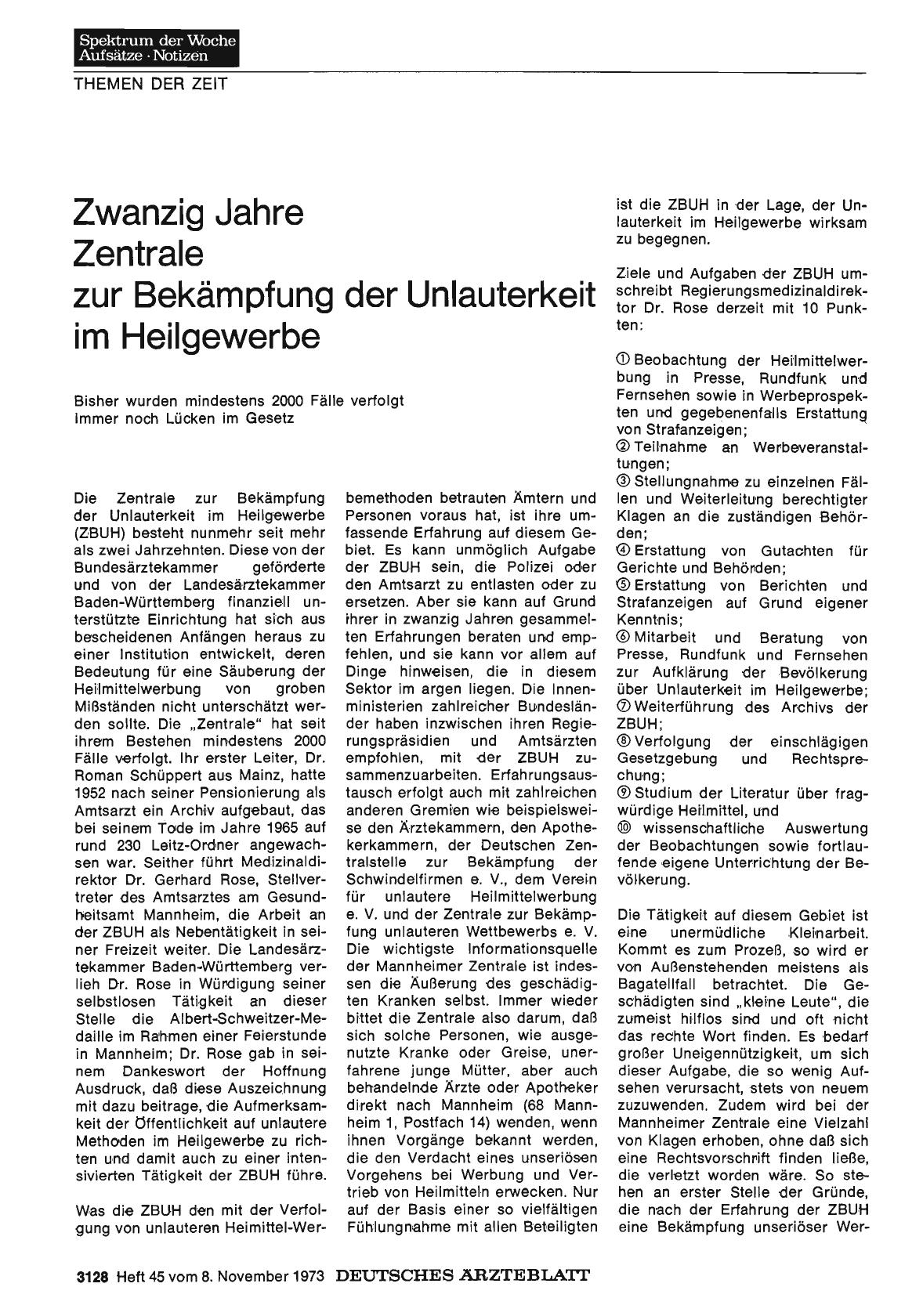Vorschauseite 1: Zwanzig Jahre Zentrale zur Bekämpfung der Unlauterkeit im Heilgewerbe