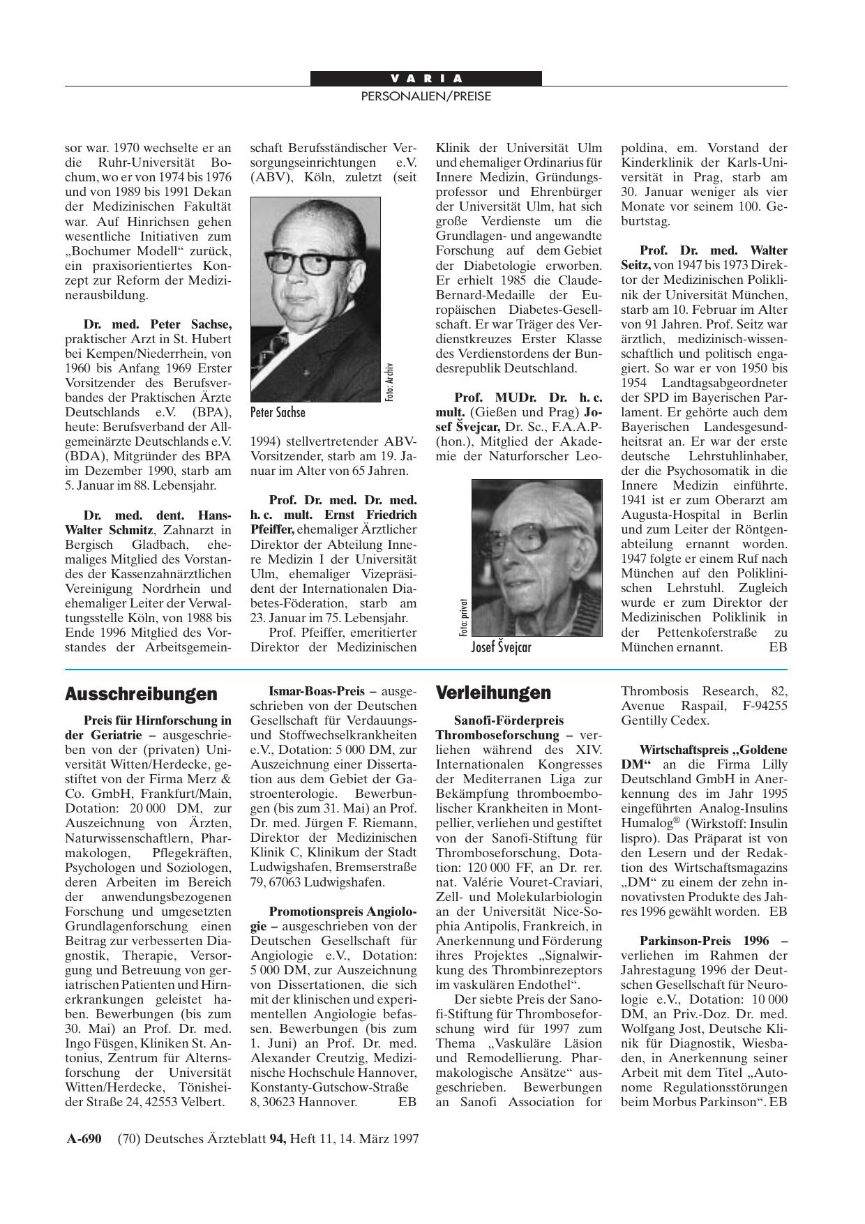 Vorschauseite 1: Verleihungen