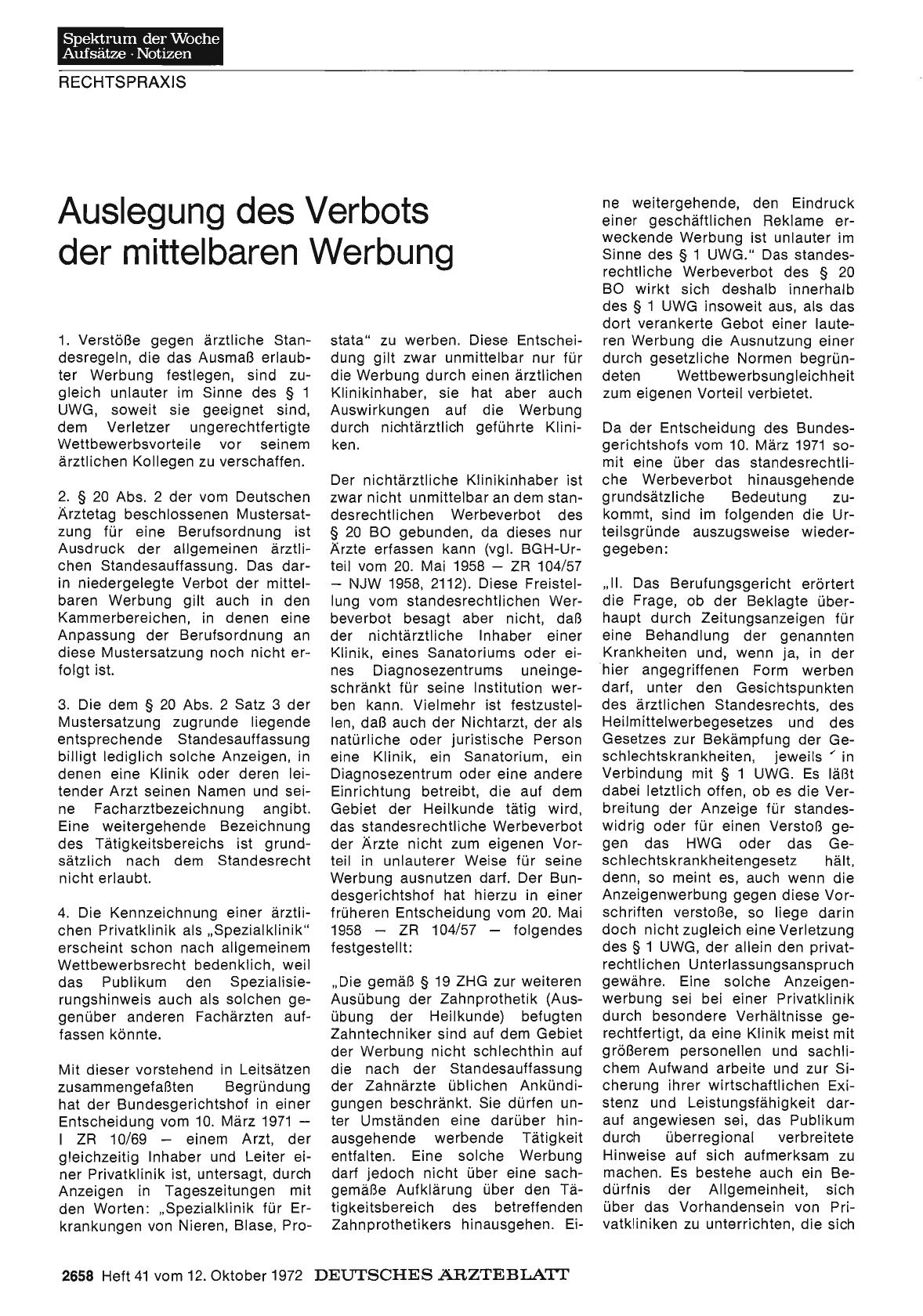 Vorschauseite 1: Auslegung des Verbots der mittelbaren Werbung
