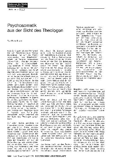 Vorschauseite 1: Psychosomatik aus der Sicht des Theologen