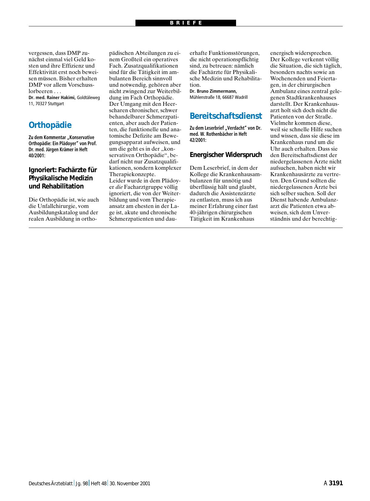 Vorschauseite 1: Bereitschaftsdienst: Energischer Widerspruch