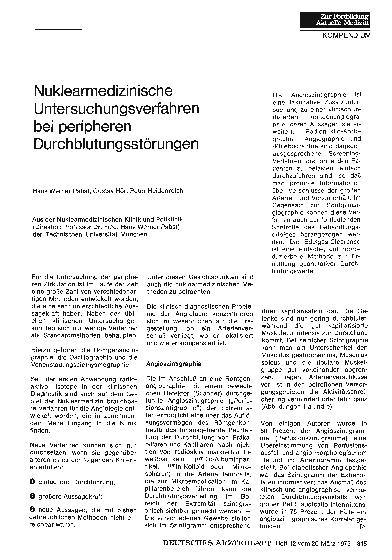 Vorschauseite 1: Nuklearmedizinische Untersuchungsverfahren bei peripheren Durchblutungsstörungen