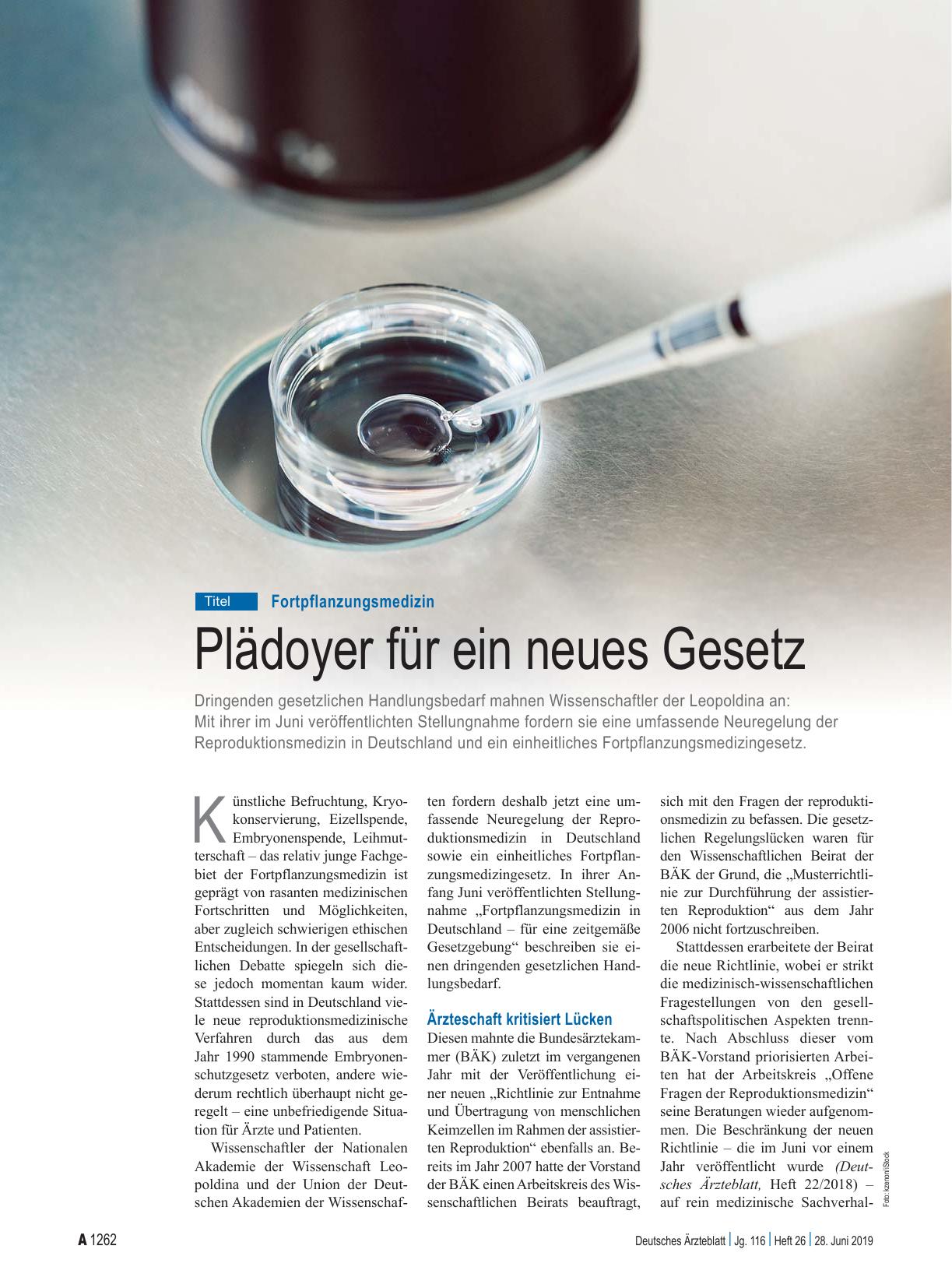 Vorschauseite 1: Fortpflanzungsmedizin: Plädoyer für ein neues Gesetz