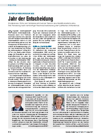 Vorschauseite 1: Masterplan Medizinstudium 2020: Jahr der Entscheidung