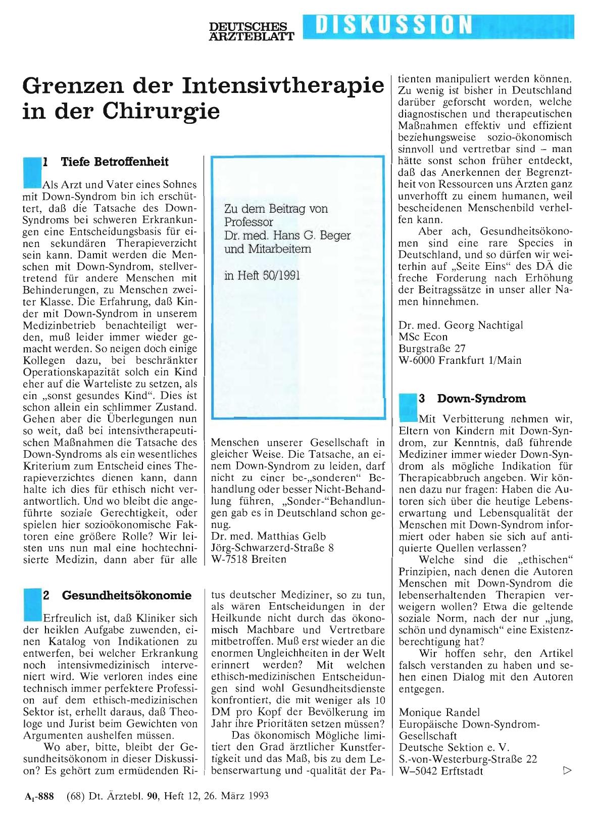 Vorschauseite 1: Grenzen der Intensivtherapie in der Chirurgie: 3 Down-Syndrom
