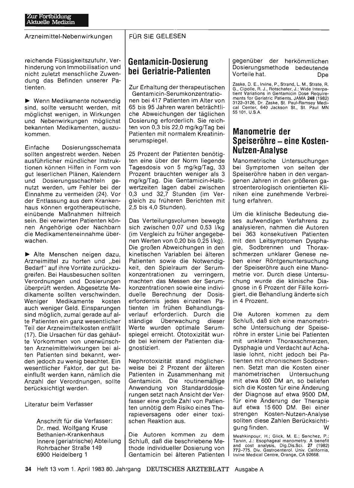 Vorschauseite 1: Gentamicin-Dosierung bei Geriatrie-Patienten
