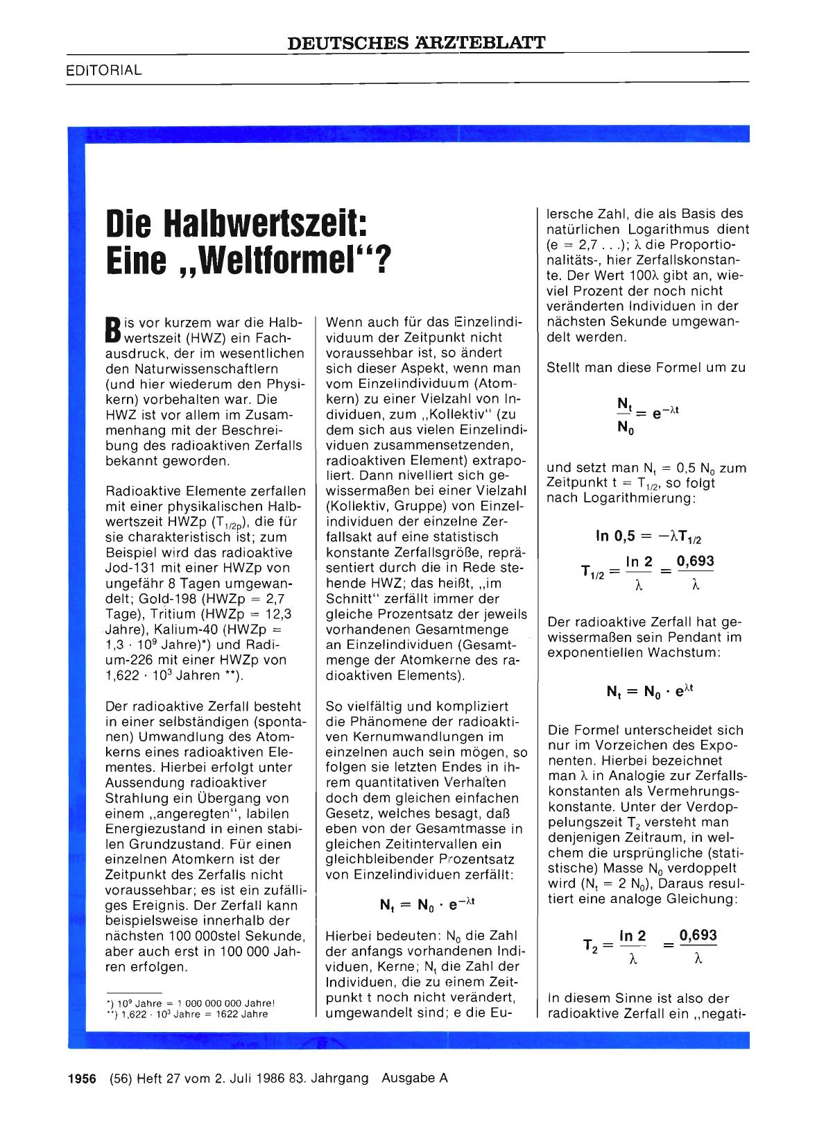 Vorschauseite 1: Die Halbwertszeit: Eine „Weltformel“?