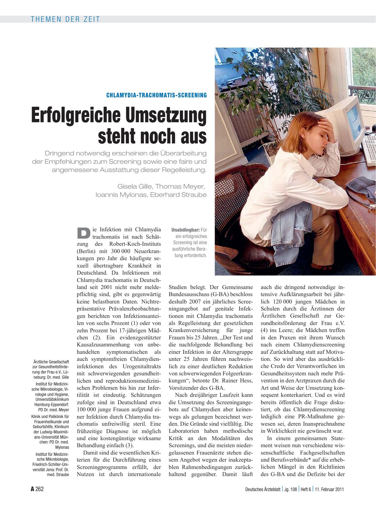 Vorschauseite 1: Chlamydia-Trachomatis-Screening: Erfolgreiche Umsetzung steht noch aus