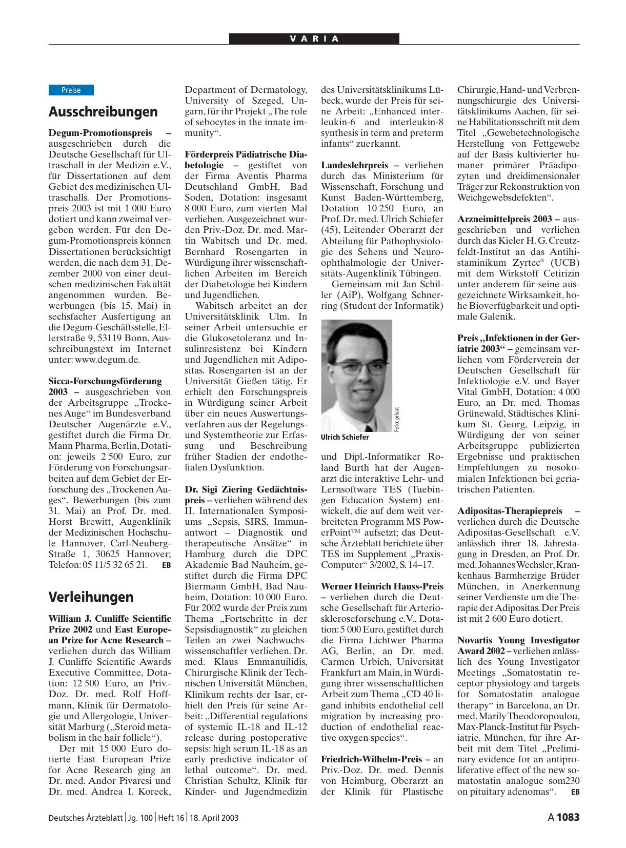 Vorschauseite 1: Ausschreibungen