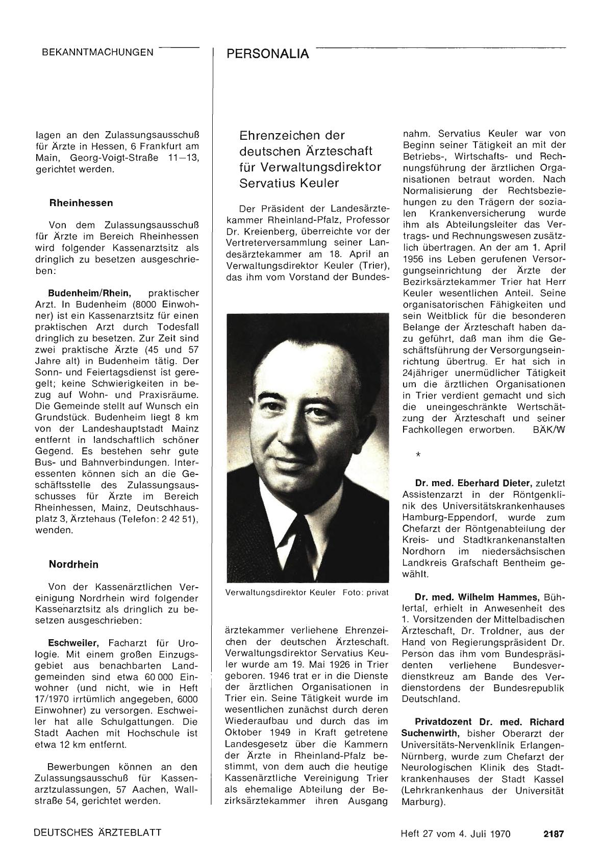 Vorschauseite 1: Dr. Eberhard Dieter/ Dr. Wilhelm Hammes/ Dr. Richard Suchenwirth