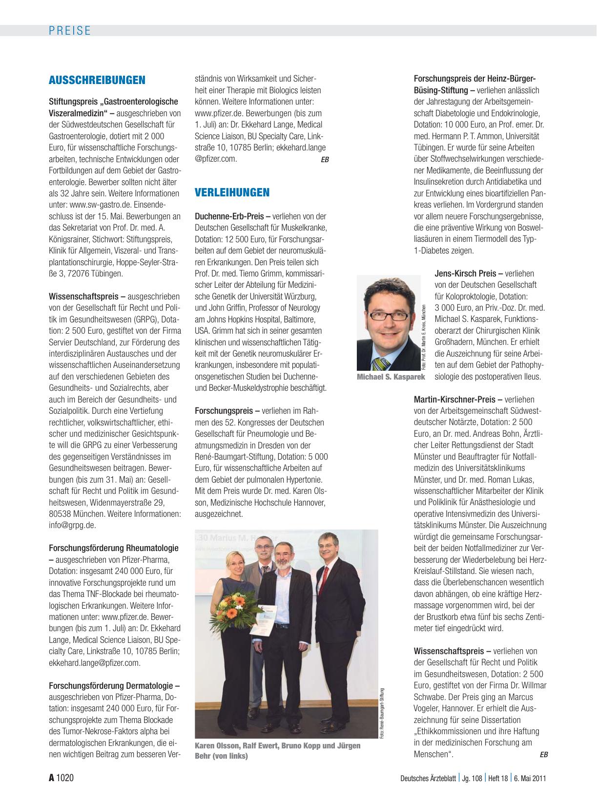 Vorschauseite 1: Verleihungen