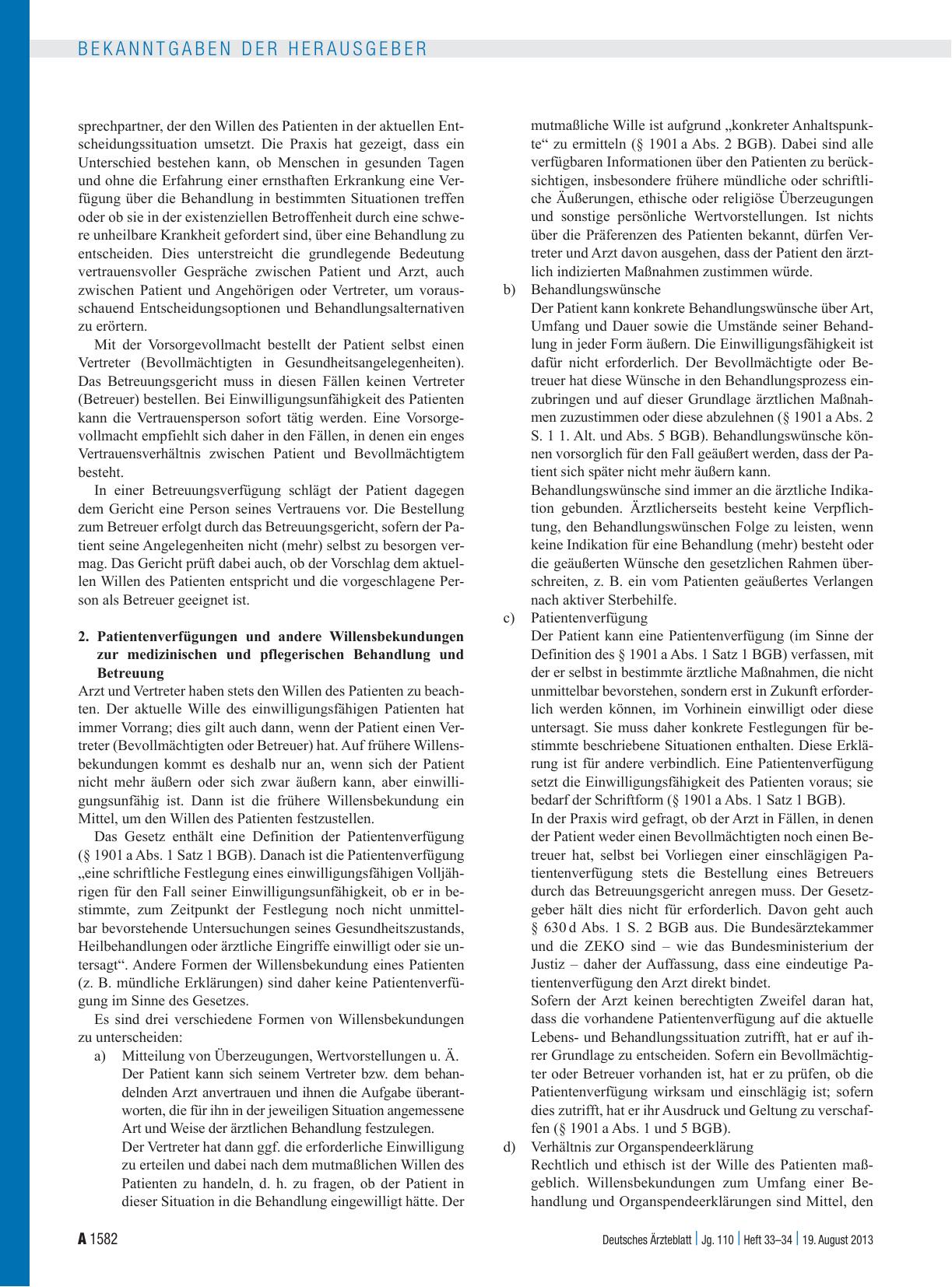 Vorschauseite 3: Empfehlungen der Bundesärztekammer und der Zentralen Ethikkommission bei der Bundesärztekammer Umgang mit Vorsorgevollmacht und Patientenverfügung in der ärztlichen Praxis
