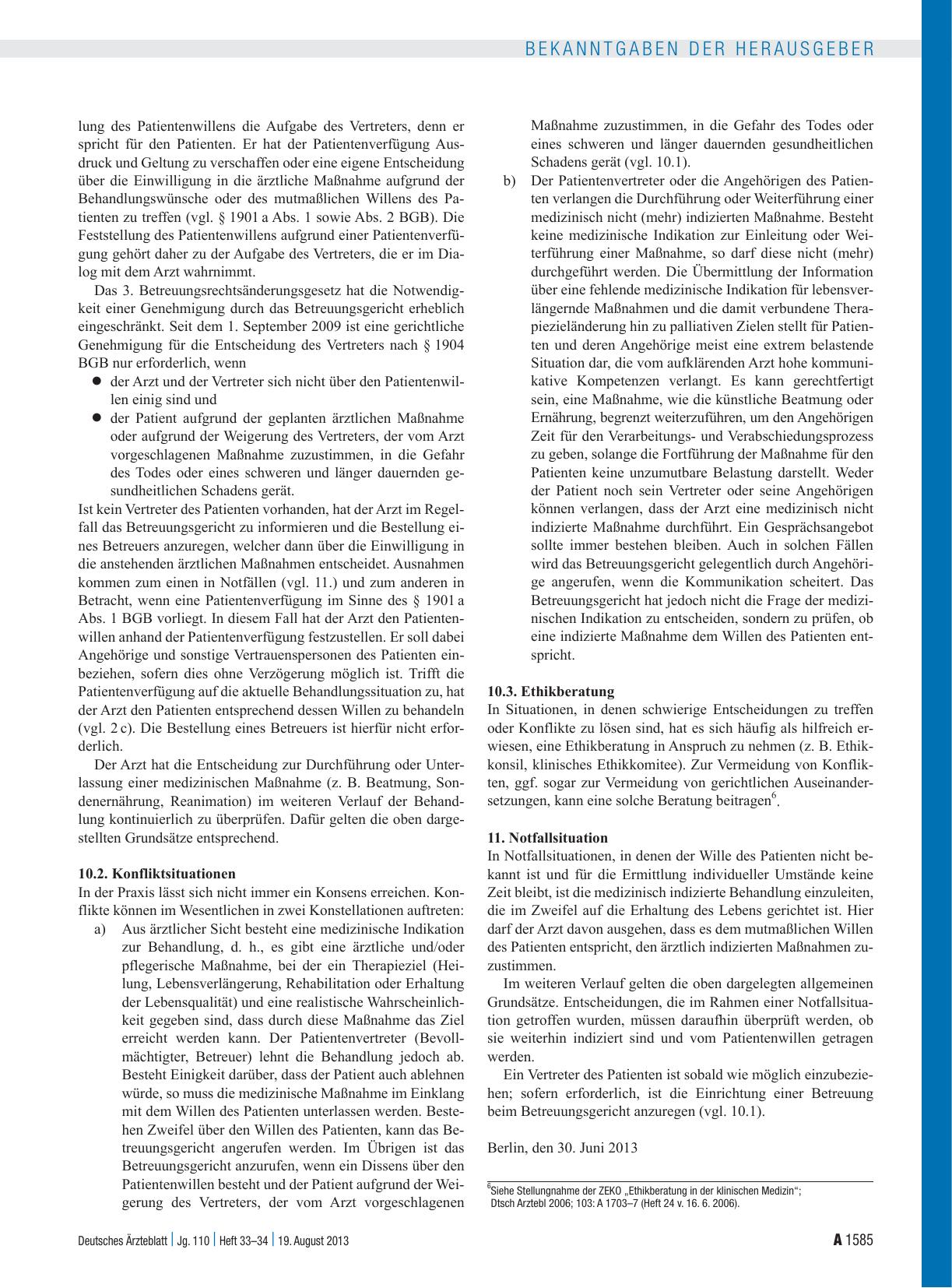 Vorschauseite 6: Empfehlungen der Bundesärztekammer und der Zentralen Ethikkommission bei der Bundesärztekammer Umgang mit Vorsorgevollmacht und Patientenverfügung in der ärztlichen Praxis