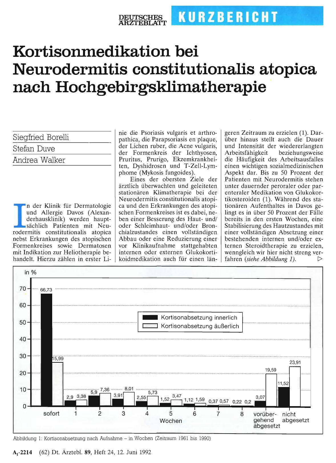 Vorschauseite 1: Kortisonmedikation bei Neurodermitis constitutionalis atopica nach Hochgebirgsklimatherapie