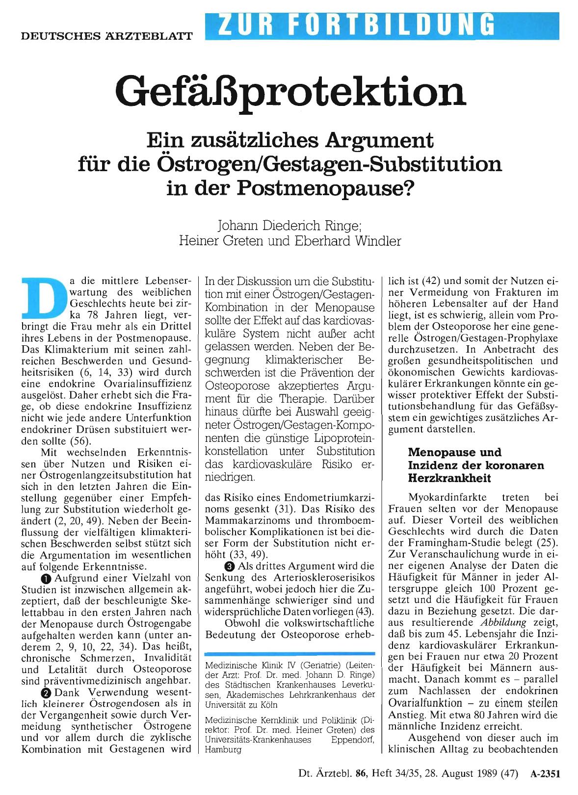 Vorschauseite 1: Gefäßprotektion: Ein zusätzliches Argument für die Östrogen/Gestagen-Substitution in der Postmenopause?