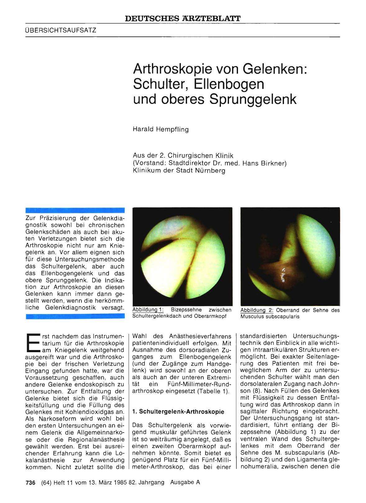 Vorschauseite 1: Arthroskopie von Gelenken: Schulter, Ellenbogen und oberes Sprunggelenk