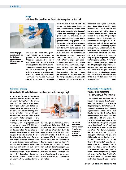 Vorschauseite 1: Rentenversicherung: Ambulante Rehabilitationen werden verstärkt nachgefragt