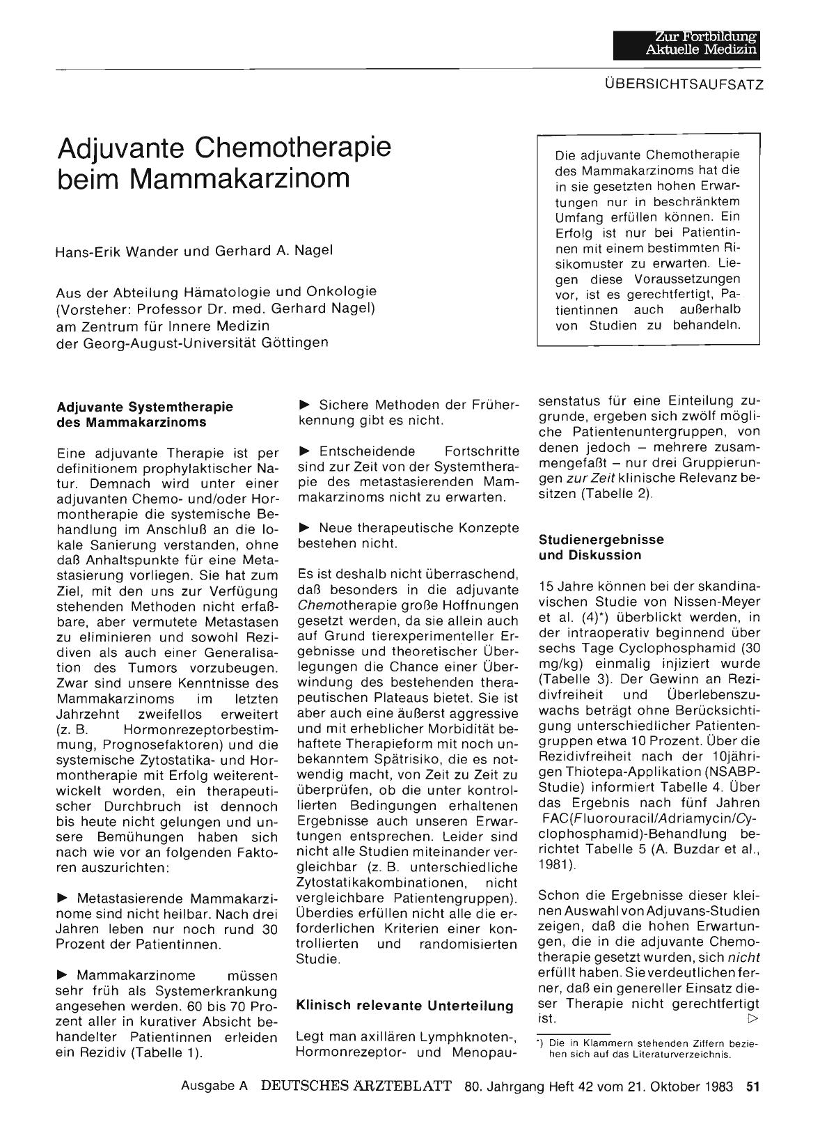 Vorschauseite 1: Adjuvante Chemotherapie beim Mammakarzinom